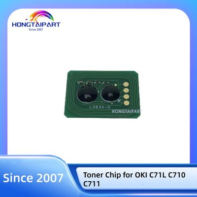 شراء CMYK Toner Chip 44318608 44318607 44318606 44318605 for OKI C71L C710 C711 Printer Cartridge Chip التصنيع عبر الإنترنت